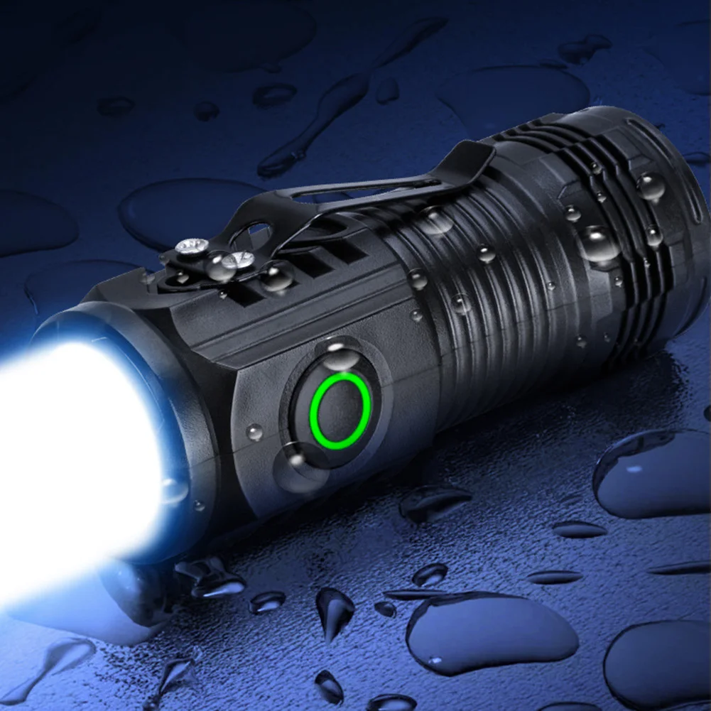 Mini LED Flashlight USB C Rechargeable IPX4 Waterproof Small Flashlights 3 Light Modes Powerful Flashlight for Camping Emergency