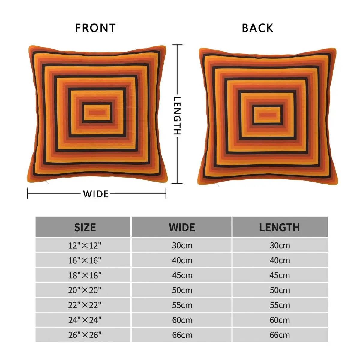 Mid-Century Hypnotic Orange Square Pillowcase Polyester Linen Velvet Pattern Zip Decorative Car Cushion Cover 18