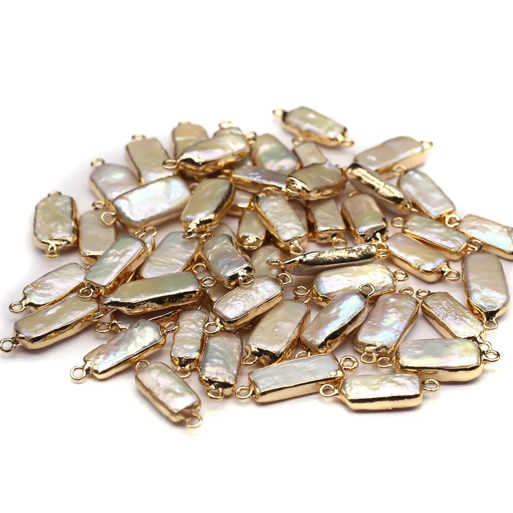 1pc 8x22mm Barock Rechteckigen Stecker Anhänger Natürliche Süßwasser Perlen Charms für Schmuck Machen DIY Halskette Zubehör