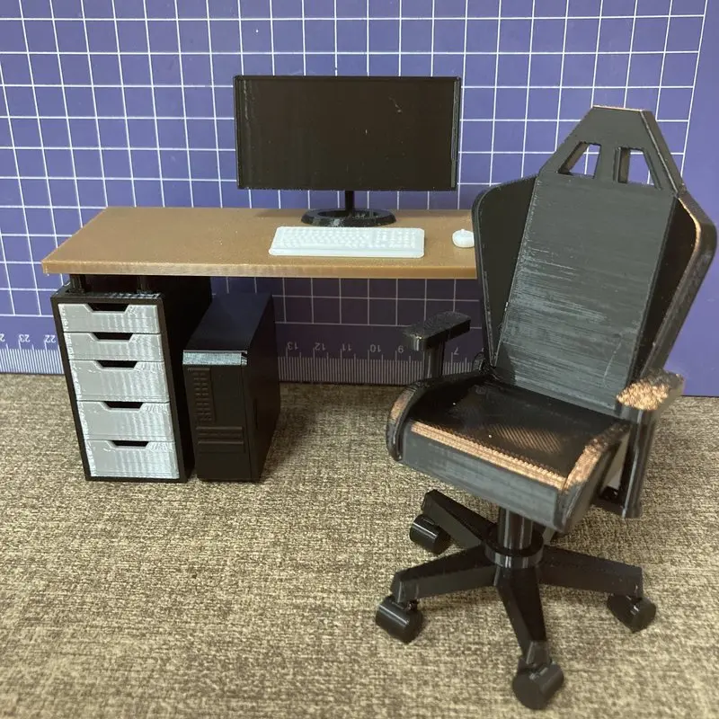 1:12 مكتب مكتب كرسي لوحة المفاتيح الماوس مجموعة عمل الشكل الملحقات Figma متوافق Mecha فتاة دمية Diorama المشهد الدعائم