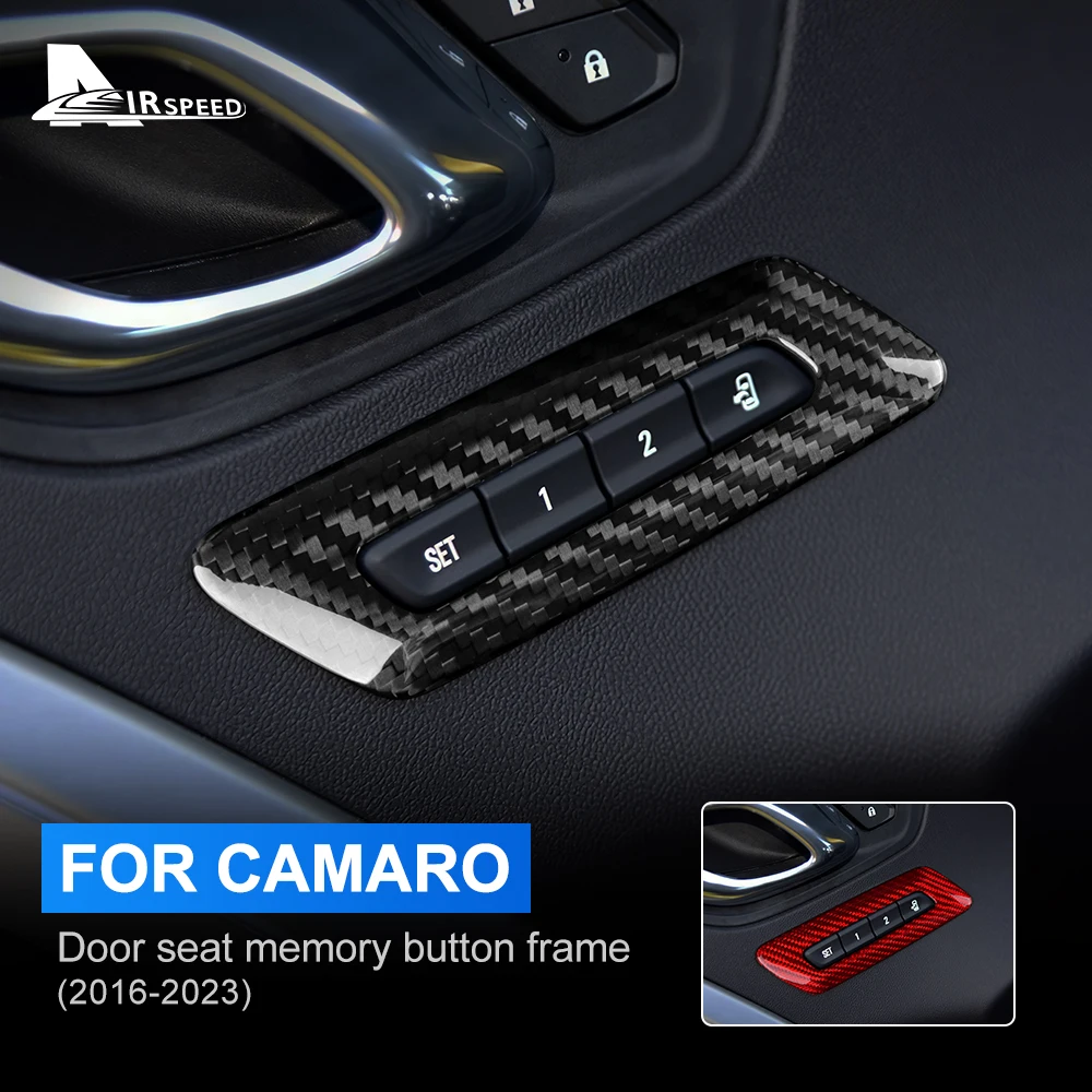 for Chevrolet Camaro 2016-2020 2021 2022 2023 Car Door Front Seat Button Frame Cover Real Hard Carbon Fiber Interior Accessories