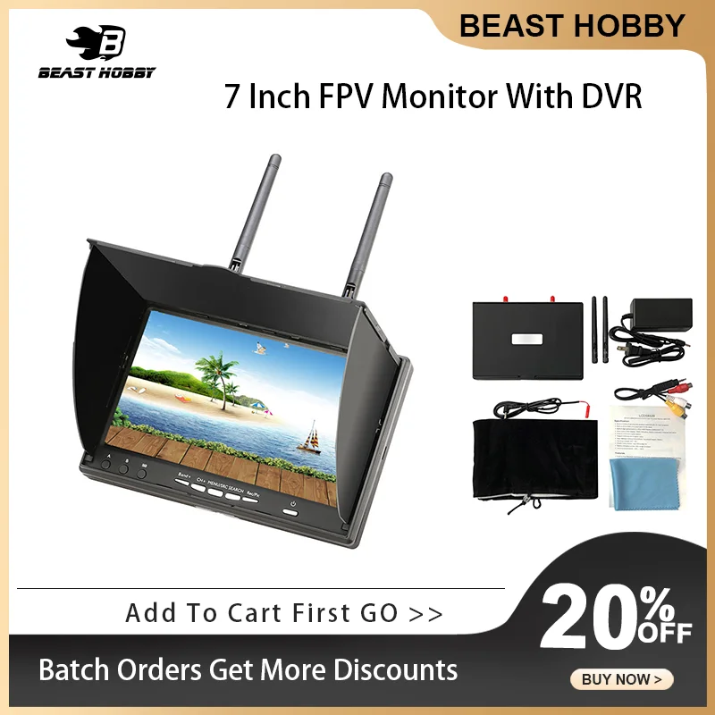 LCD5802D 5802 5.8G 40CH 7 Inch Raceband FPV Monitor 800x480 With DVR Build-in Battery Video Screen For FPV Multicopte