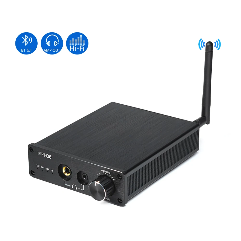 HIFI Q5 TPA6120 QCC5125 Bluetooth Audio Codec DAC Headphone Amplifier Support Fiber Coaxial APT-X USB DSD Codec For Home DIY