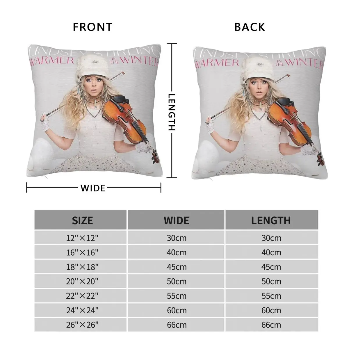 Lindsey Stirling Warmer In The Winter Square Pillowcase Polyester Linen Velvet Printed Zip Decor Pillow Case Sofa Cushion Cover