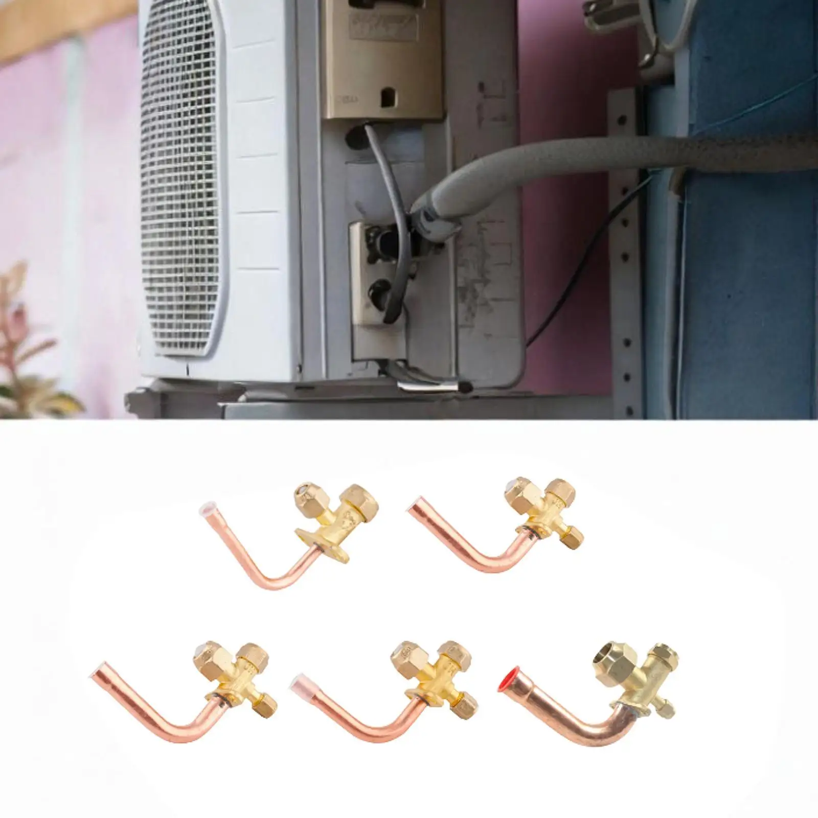 Air Conditioner Stop Valve Brass Easy to Install Maintenance Sturdy Repair Service Valve High and Low Pressure Stop