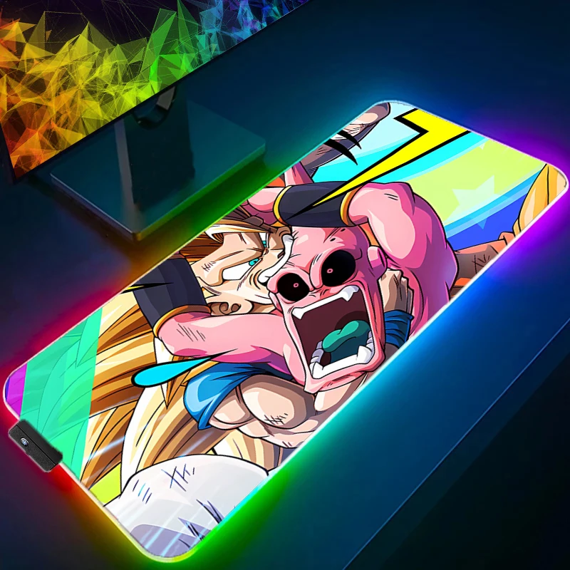 Dragon Ball Majin Buu Computer MousePad LED Gamer Mouse Pads XXL Gaming Mousepad Desk Mause Pad RGB Keyboard Mouse Backlight pad - Image 5