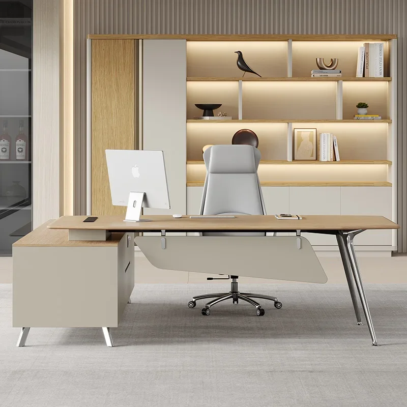 

Metal Base Manager Desk Mfc Luxury Wood Table Executive Wooden Office Desk Factory Popular Wood Desk for Office