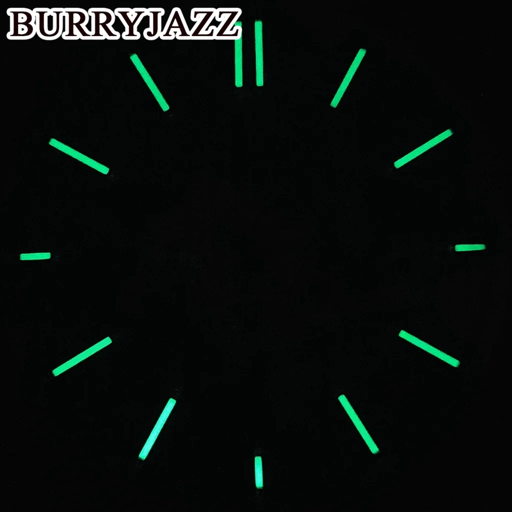 BURRYJAZZ 31.5mm No Logo VK63 Silver Black Blue Green Gray Dial Green Luminous