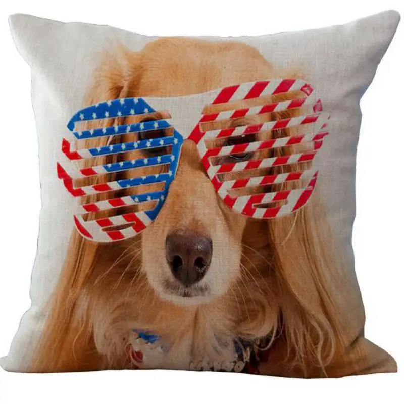 Cozy cushion cover American & British Flags Pet Dog printed Personality Throw Pillow Case home decorative pillows square 45x45cm