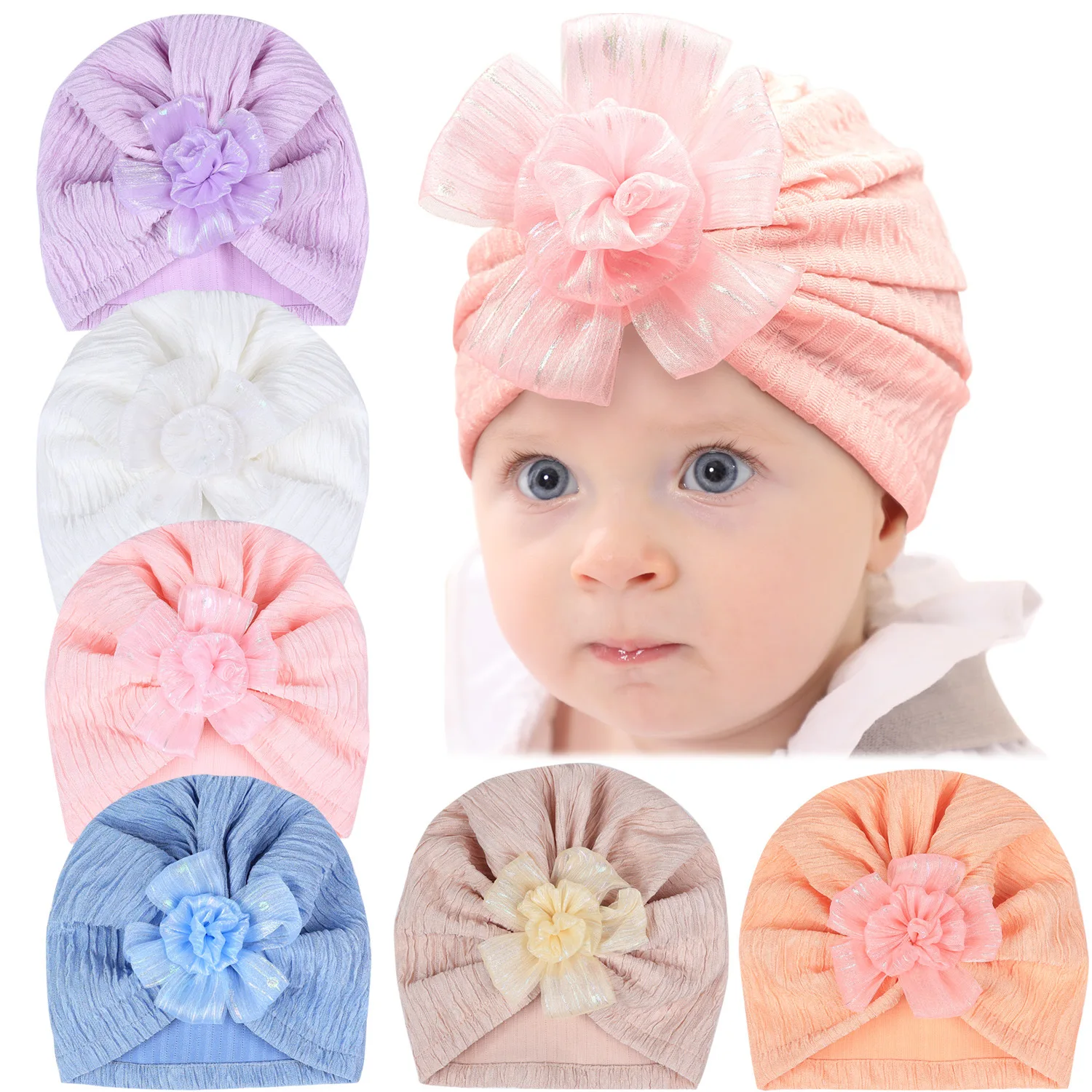 

18 PCS/Lot, Infant Baby Turban Beanie Hat Newborn Bonnet Hospital Cap Baby Shower Gift Hair Accessories