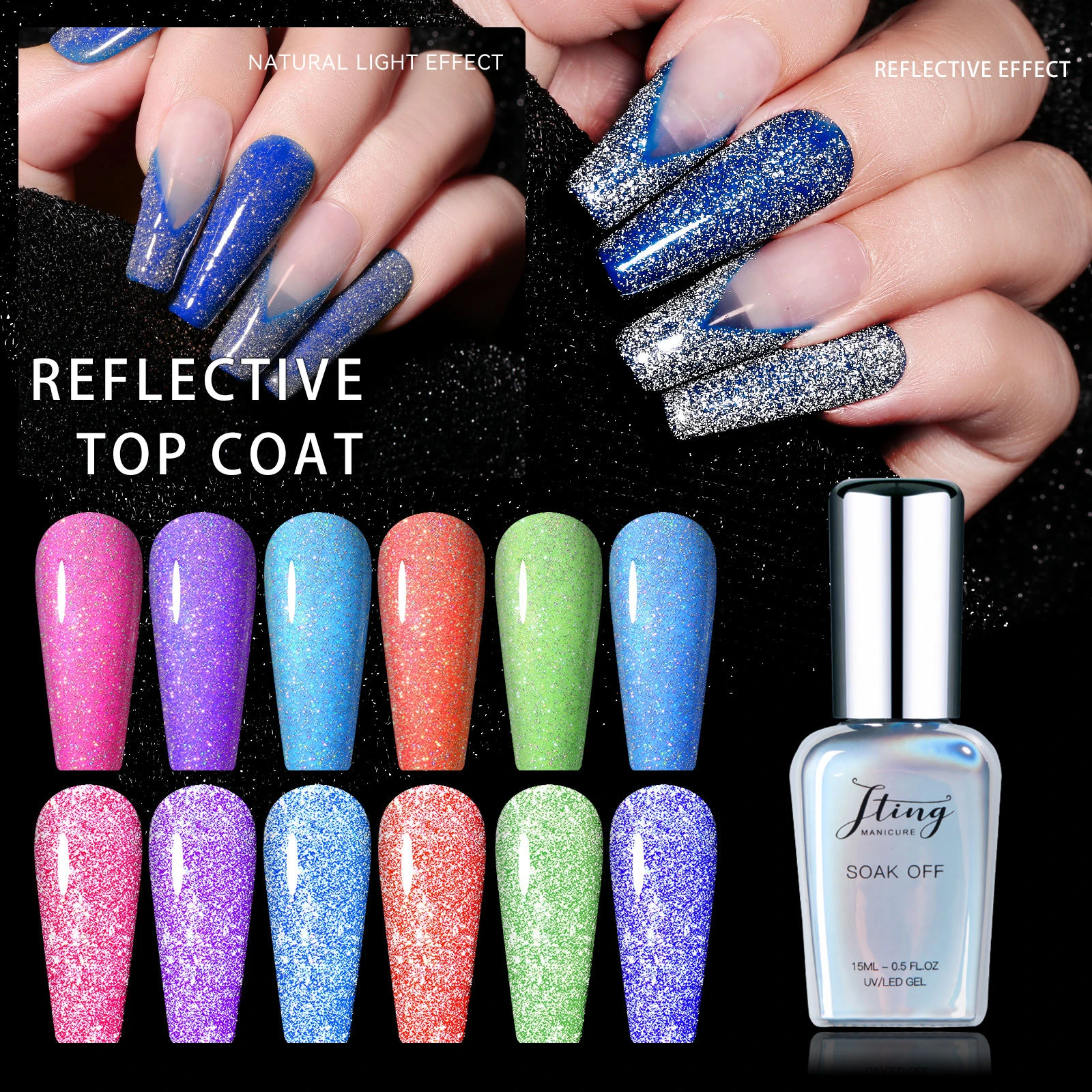 JTING 1 قطعة 15 مللي سوبر لامعة عالية الجودة عاكس بريق معطف فوقي هلام البولندية تأثيرات الماس #5