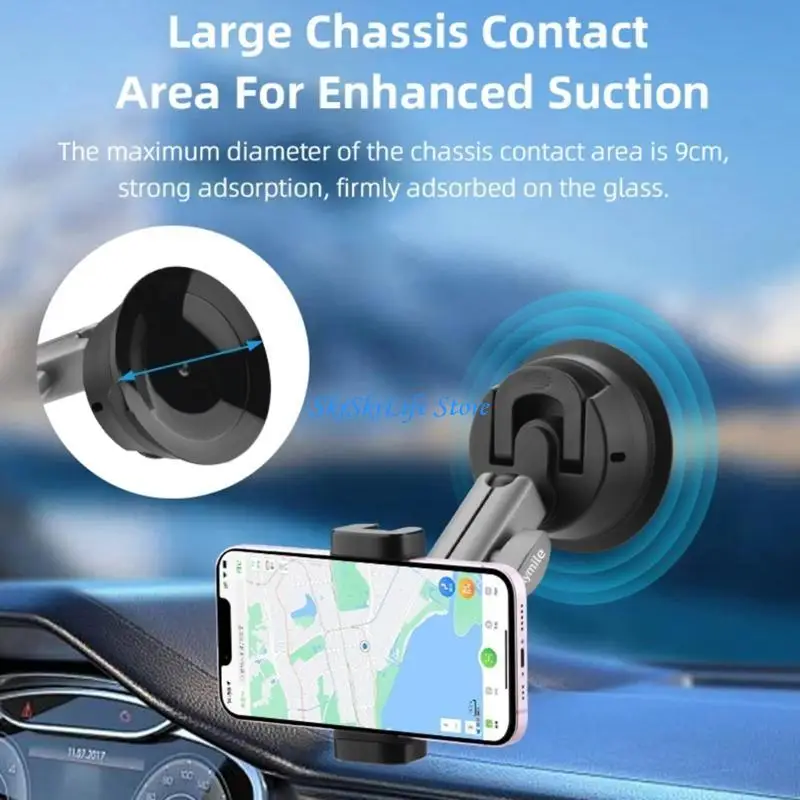 

E65E Vehicles Suction Cup Camera Car Mount Expansion Adapters Cold Shoe Phone Holder for 360 Go 3/Pocket 3/Smartphones