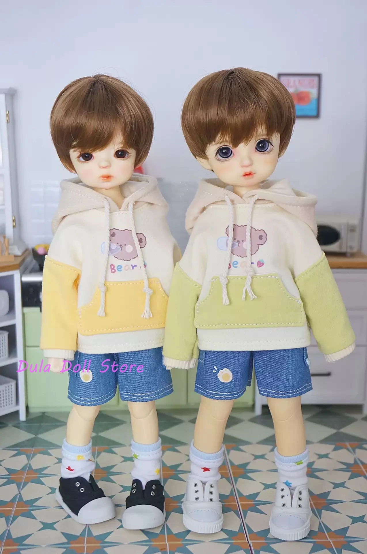 

Dula Doll Clothes Dress Color-blocked bear sweatshirt set Azone Licca ICY JerryB gl4 1/6 6 points Bjd Doll Accessories