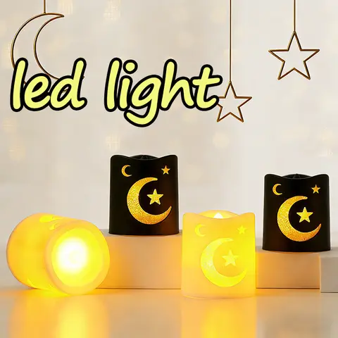 LED Eid Mubarak Lantern Lights,Ramadan Decoration Moon Star Castle Candle,Islamic Home Decor for Muslim Party Supplies,Gift