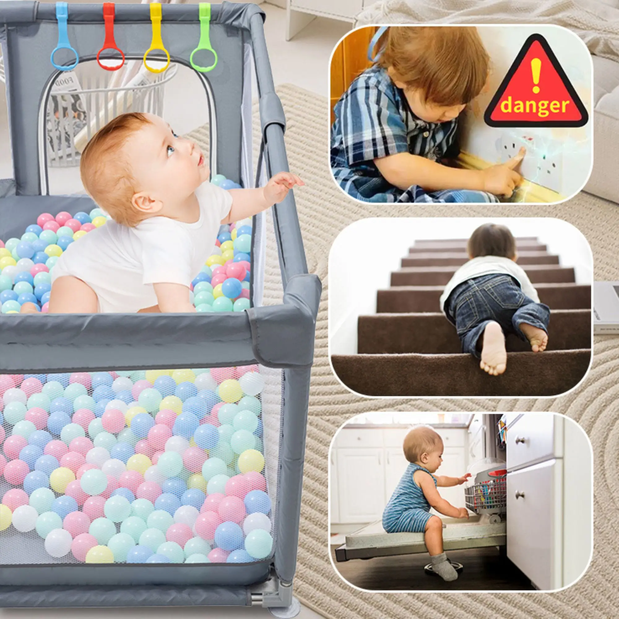 Baby Playpen for Children Baby Playground for 6 months~6 Years Old Kids Ball Pit Playpen Indoor Baby Safety Fence