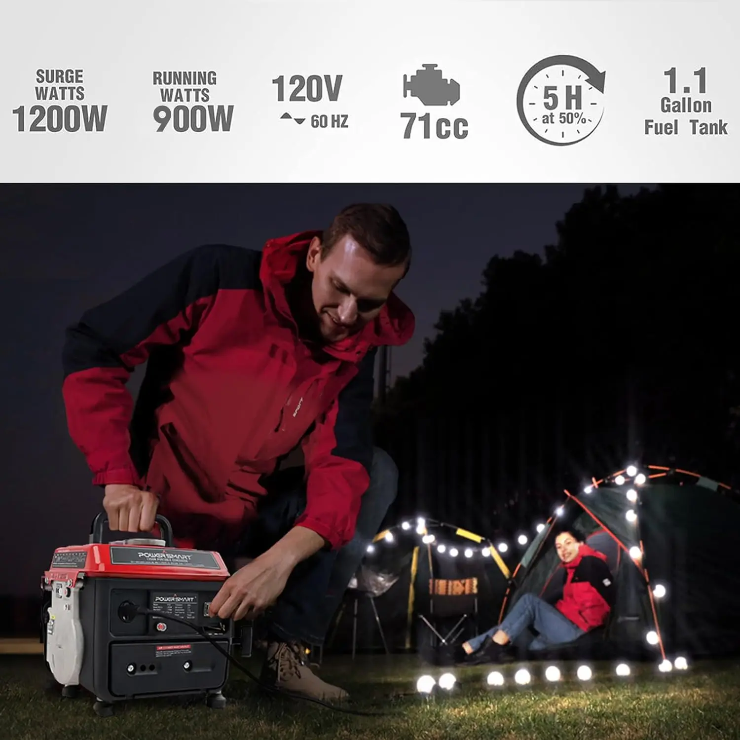 1200W Portable Generator, Small Generator for Home Backup Use Camping Outdoor, Ultralight, Super Quiet, EPA Compliant