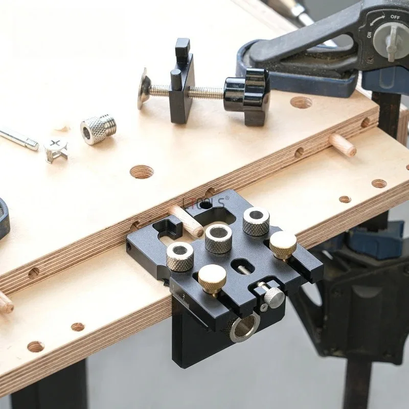 3-in-1 Hole Puncher Tenon Punch Woodworking Positioning Fixture Kit Multifunctional Connecting Tools Drill Guide Puncher Locator