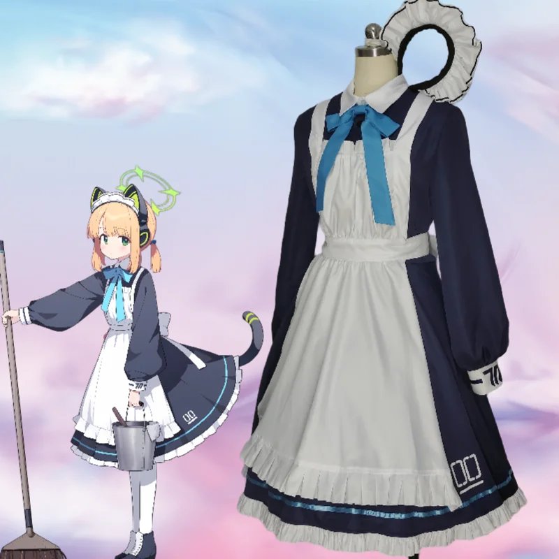 

COS-KiKi Blue Archive Tendou Arisu/Saiba Midori/Saiba Momoi Lovely Maid Dress Game Suit Cosplay Costume Halloween Party Outfit