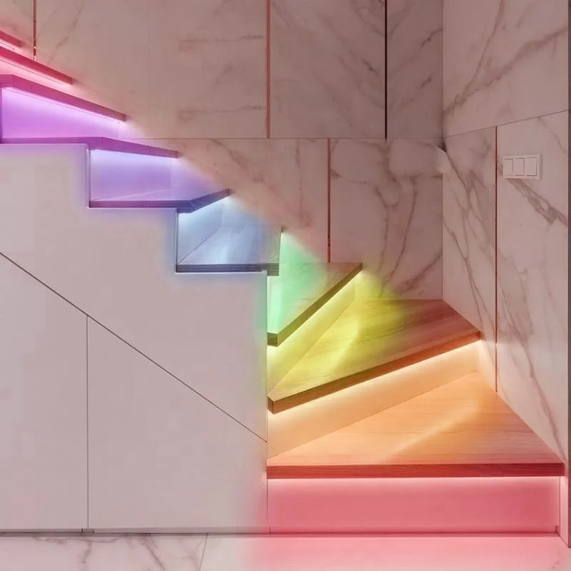 

100W Multi-function RGBW Steps Light Controller DC12V Staircase Lights with Sensor Indoor Smart Motion Sensor LED Stair Lamp