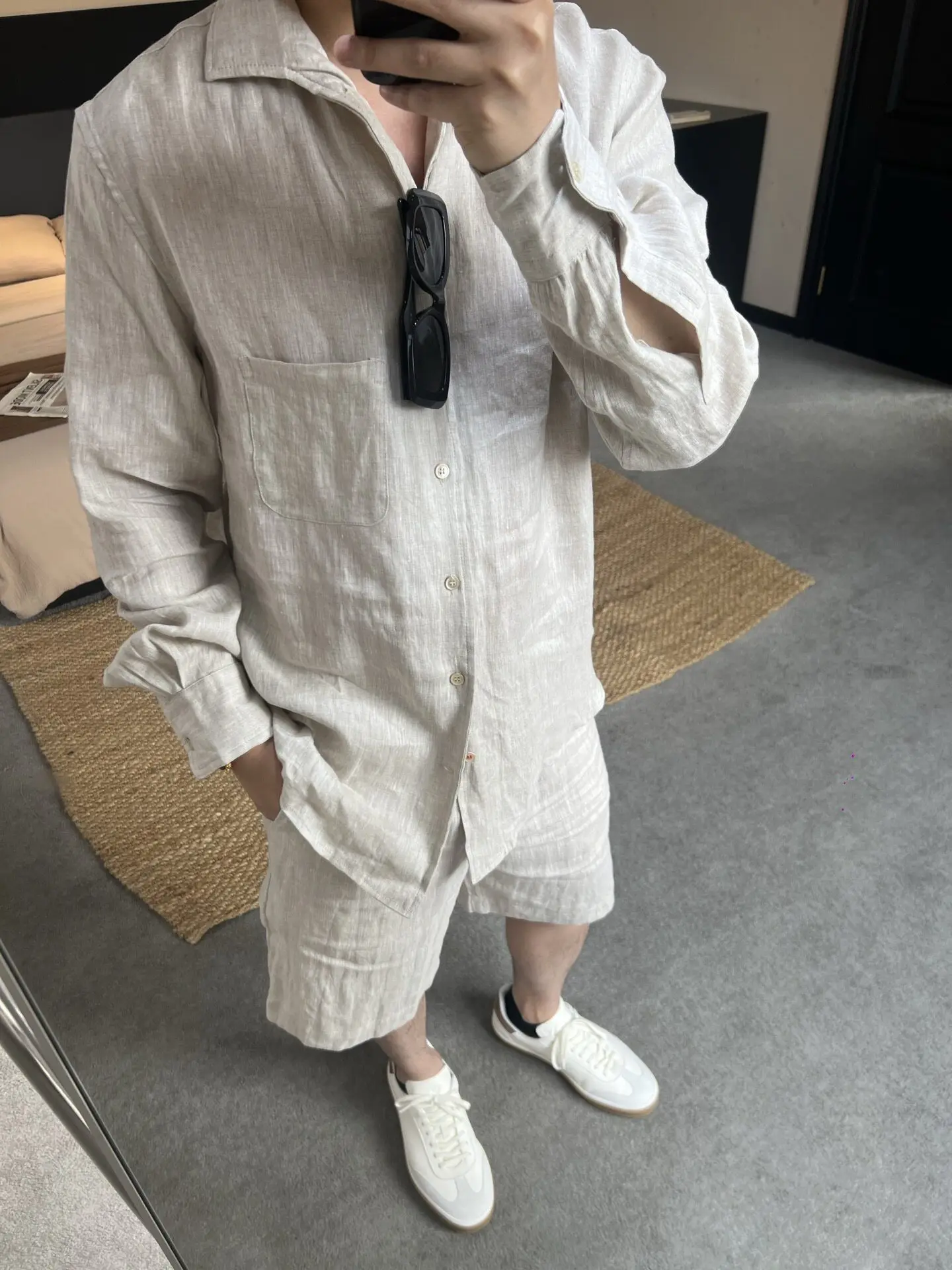 Old Money  Style Wrinkle Design French Imported 100% Linen Long Sleeve Shirt Men Thin 2026 Summer Casual Loose Top