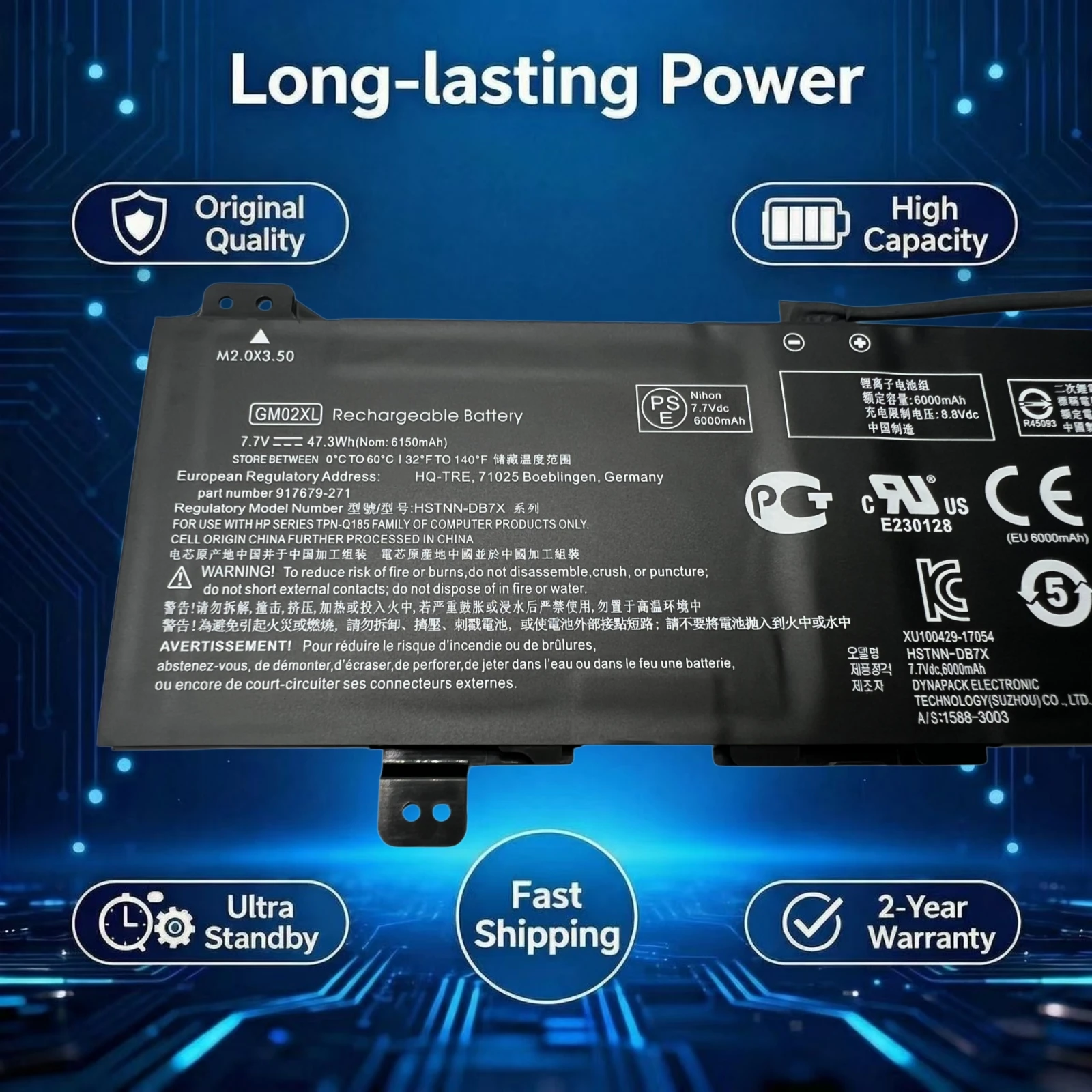 New Original GM02XL GB02XL HSTNN-DB7X UB7M Laptop Battery For HP Chromebook 14 G5 11 G6 G7 AE EE TPN-Q185 917725-855 14-DB0051CL