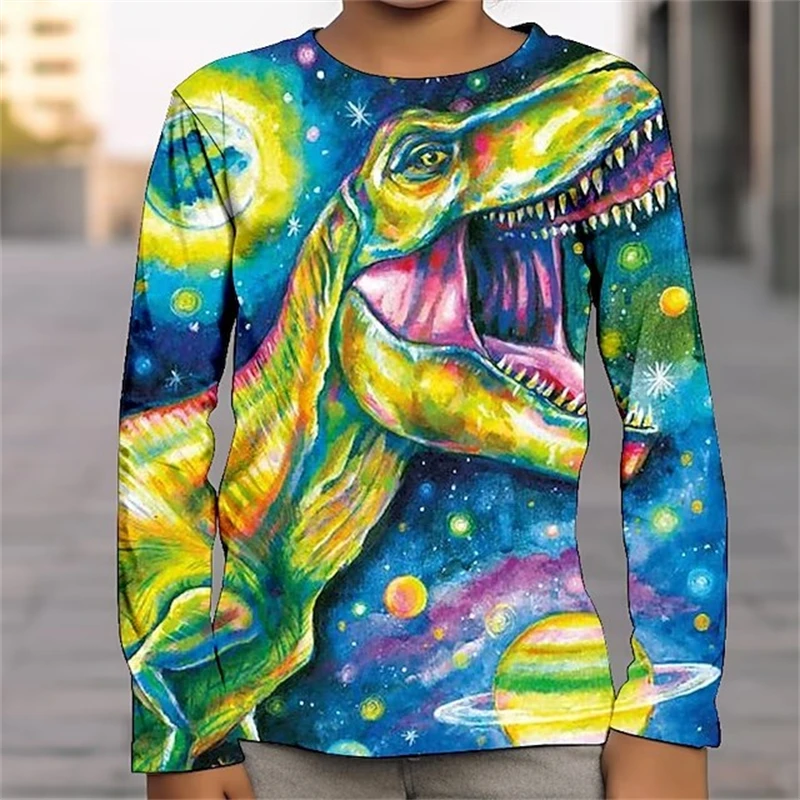 

Graphic Dinosaur T Shirt Tee Long Sleeve 3D Print Spring Sports Fashion Streetwear T Shirts Men Kids Outdoor Casual Daily Tops