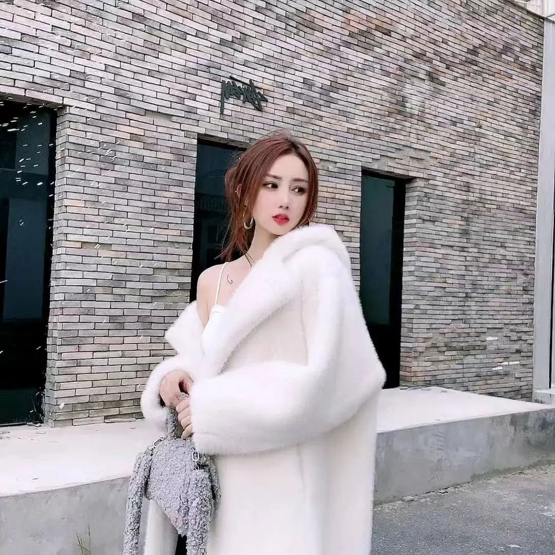 New Autumn Winter Hooded Fur Jacket Women's Overcoat Long Thicke Warm Parker Coat Loose Imitation Fur Cold Cotton-Padded Jacket