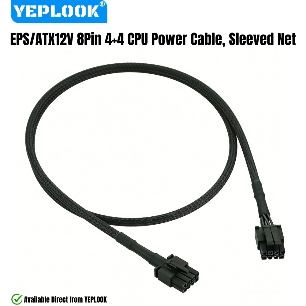 

YEPLOOK CPU Power Cable for Corsair RM1200e, RM1000e, RM850e, RM750e Modular Power, EPS/ATX12V PSU 8Pin to 4+4 Sleeved Net 60CM