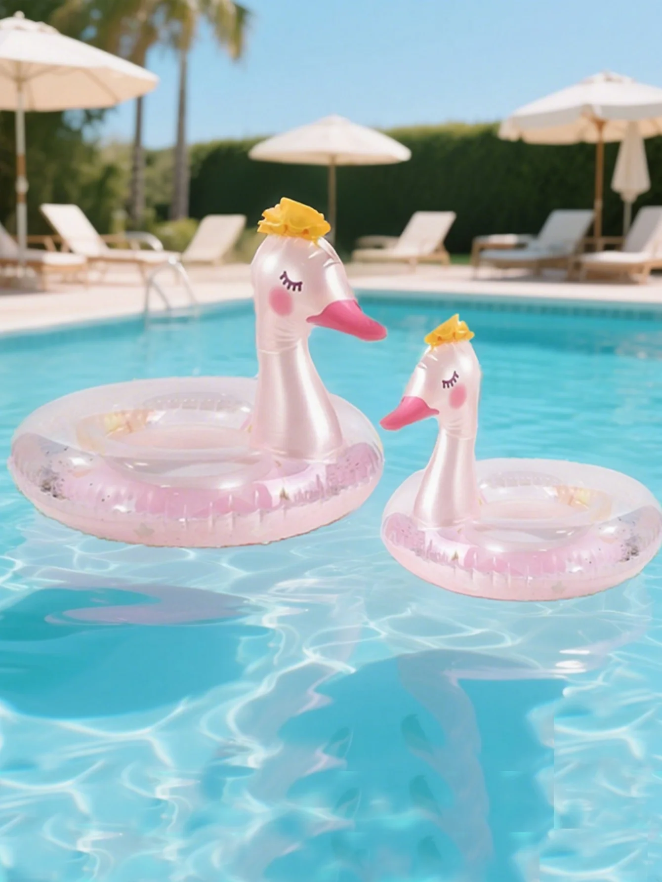 Cisne de corona inflable, boya salvavidas de anillo de natación de PVC grueso, flotador de piscina con forma de Animal encantador, para tomar fotos, para verano, 1 ud.