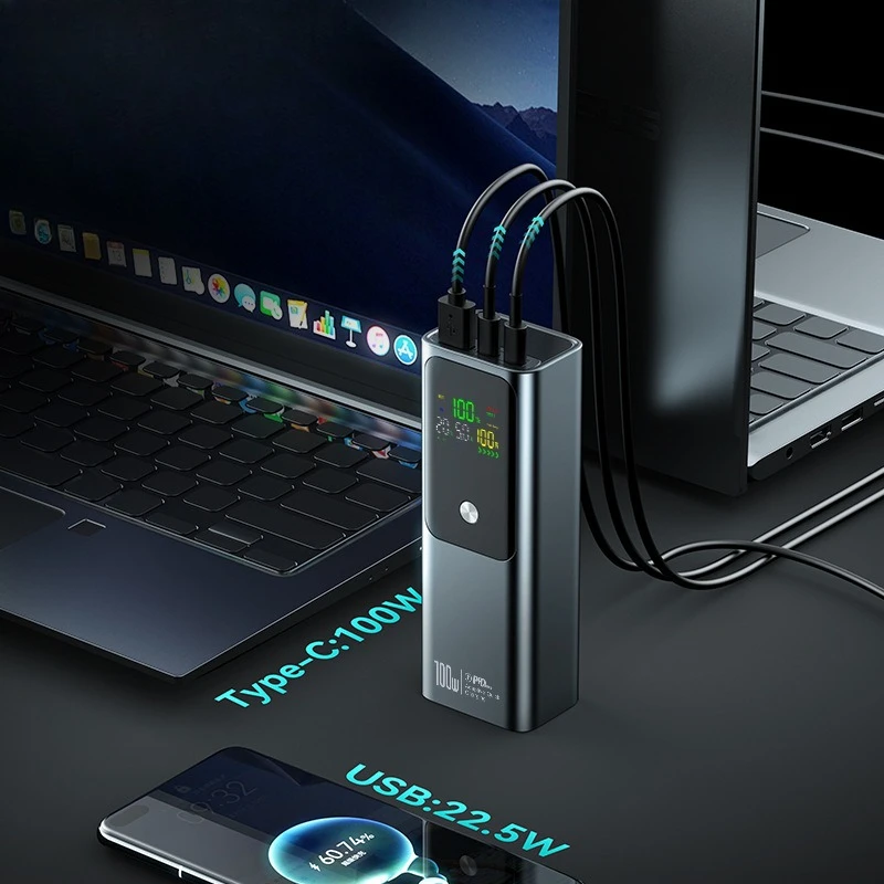 100W Two-way Super Fast Charging Large-capacity Power Bank 20000mAh Mobile Power Supply Rechargeable Notebook