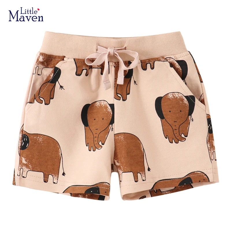 Little maven Kids Clothes Children\'s Clothing 2024 Summer Baby Boys Kids Clothes Cotton Trousers Cartoon Elephants Short Pants