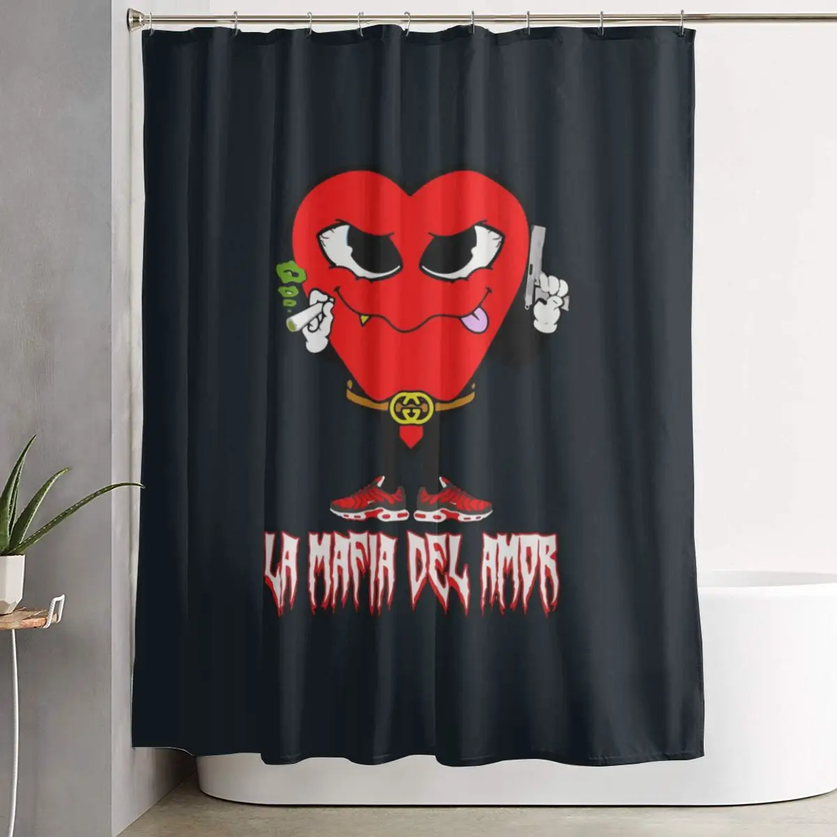 

Занавеска для душа MAFIA OF LOVE, полиэстеровая, водонепроницаемая, с крючками