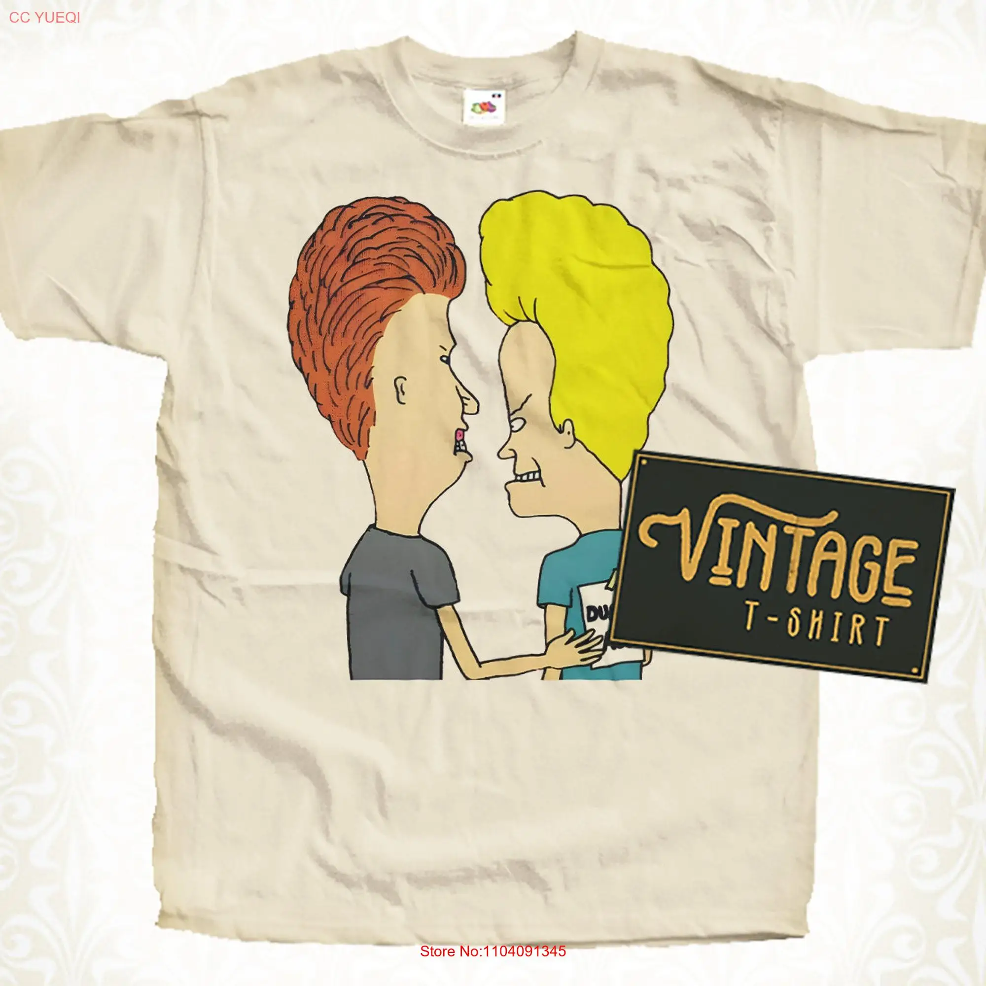 Beavis and Butt Head V17 T Shirt Vintage Natural color Men's DTG Digital Print SIZES S M L XL 2XL 3XL 4XL 5XL