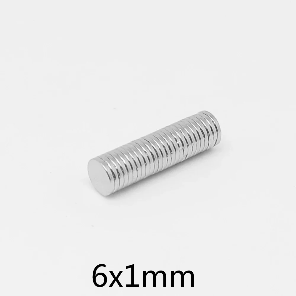 50~2000pcs 6x1 mm Thin Neodymium Strong Magnets 6mm x 1mm Permanent Small Round Magnet 6x1mm Powerful Magnetic Magnet 6*1 mm N35