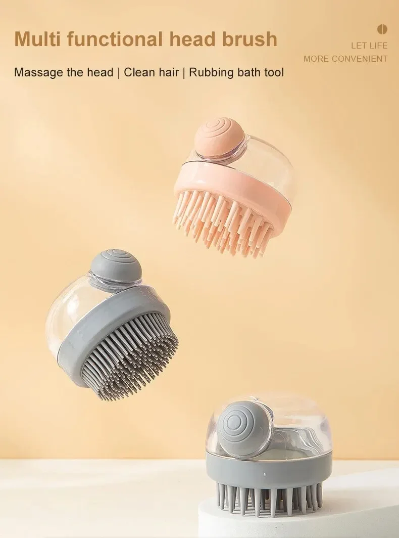 Body Scalp Massage Brush Silicone Shampoo Brush Hair Wash Comb Adding Liquid Shampoo Brush for Grooming and Cleaning Hair