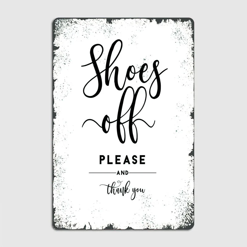 Shoes Off Please Tinplate Sign Text Art Wall Decor Living Room Decoration Retro Metal Signs for Wall Decoration Vintage Home Bar