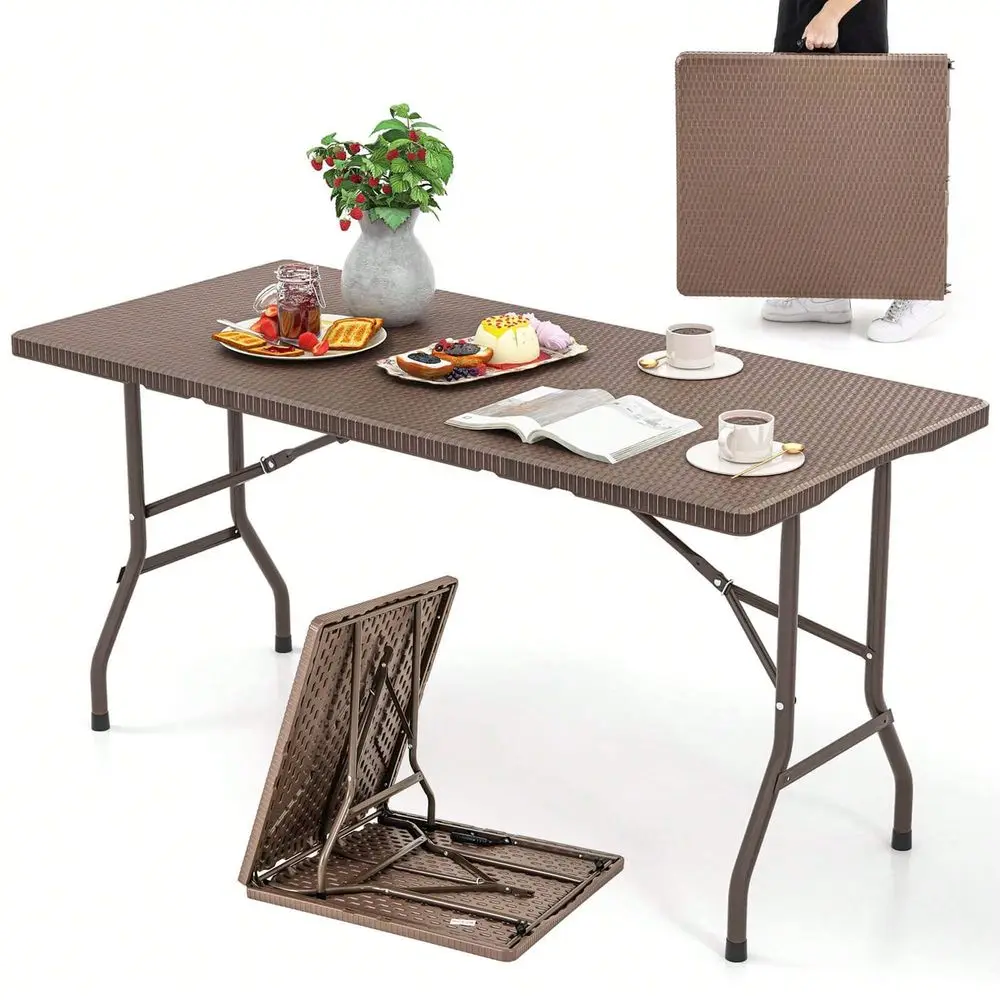

5 Ft Folding Table Indoor Outdoor Foldable Plastic Table 46 Person Picnic Table