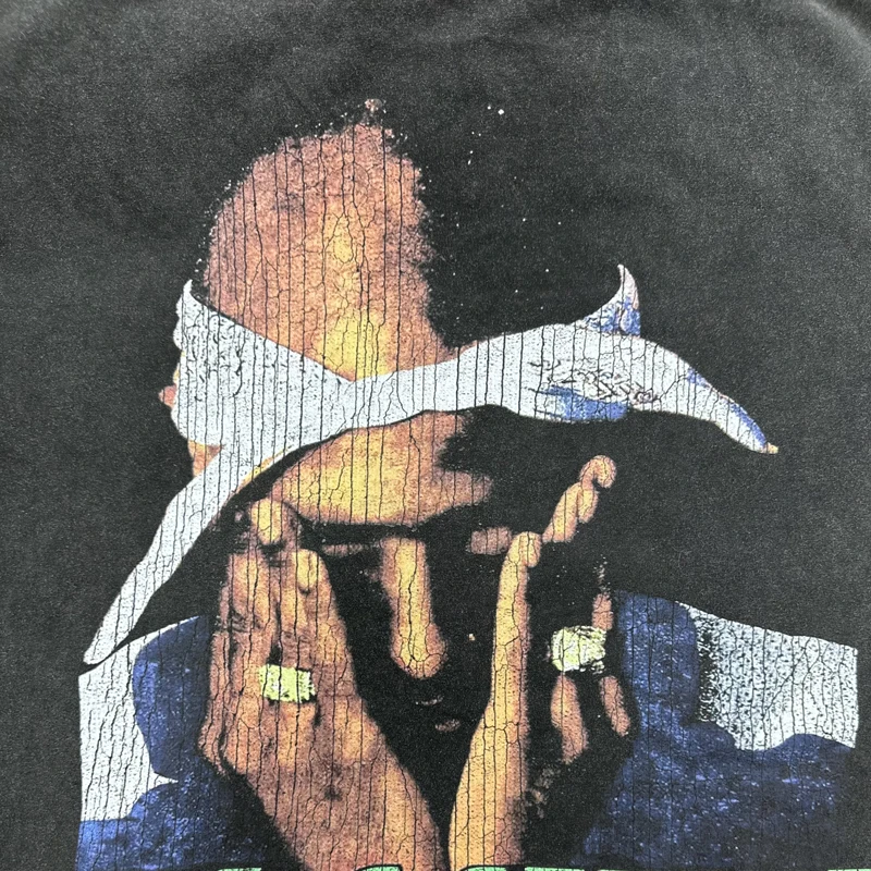 عالية الجودة غسلها تفعل القديمة جولة الرقبة توباك قصيرة الأكمام شارع العليا الاتجاه الرجال النساء فضفاض صورة طباعة 2PAC تي شيرت #5