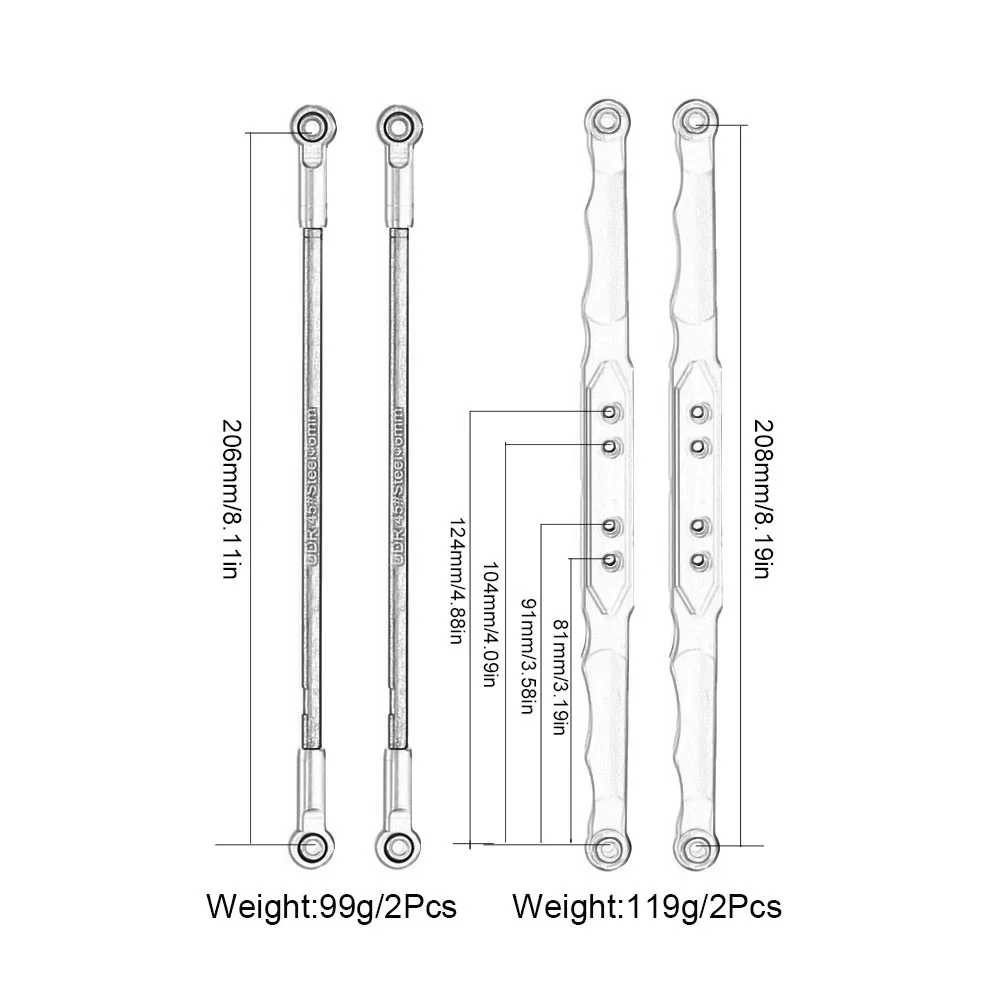 Varillas de amarre de brazo de suspensión, aleación de aluminio #8542 #8544, enlace inferior trasero para RC Traxxas 1/7 UDR Unlimited Desert Racer