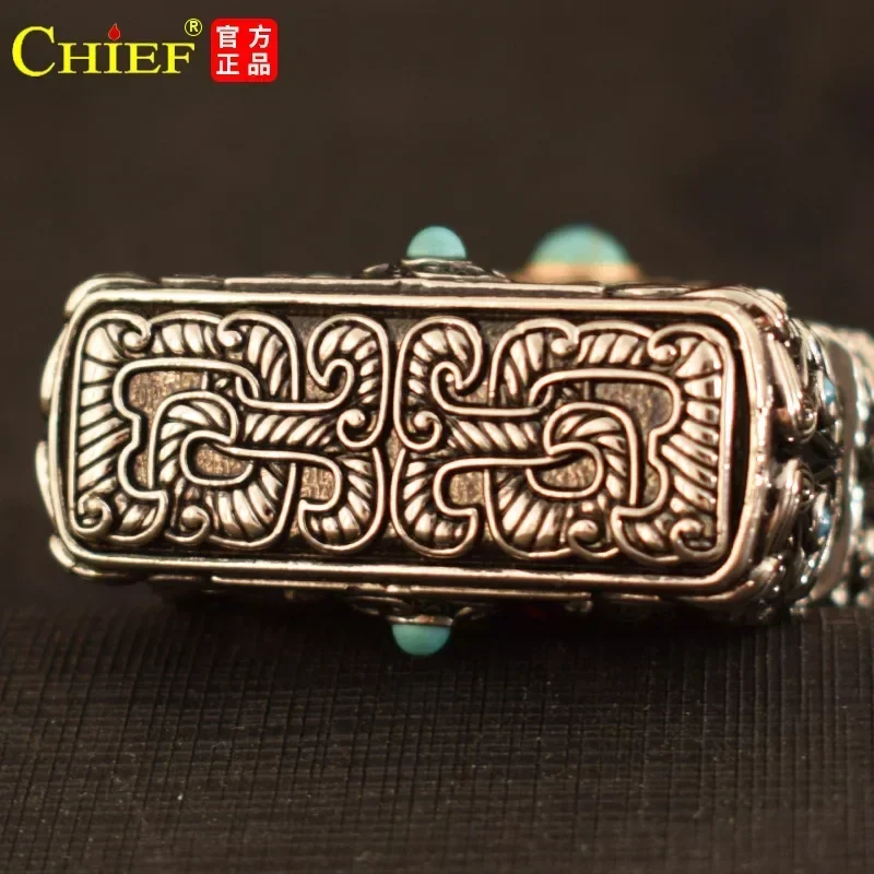 CHIEF Retro Lighter Metal Heavy Armor Kerosene Lighter Six-sided Embossed Turntable Decompression Grinding Wheel Ignition