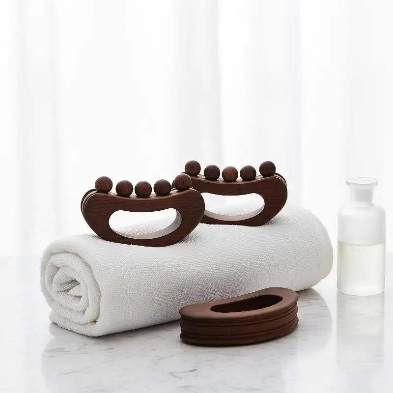Wooden Full Body Massage Stick 5 Beads Guasha Lymphatic Drainage Roller Tool for Home Travel SPA Massage