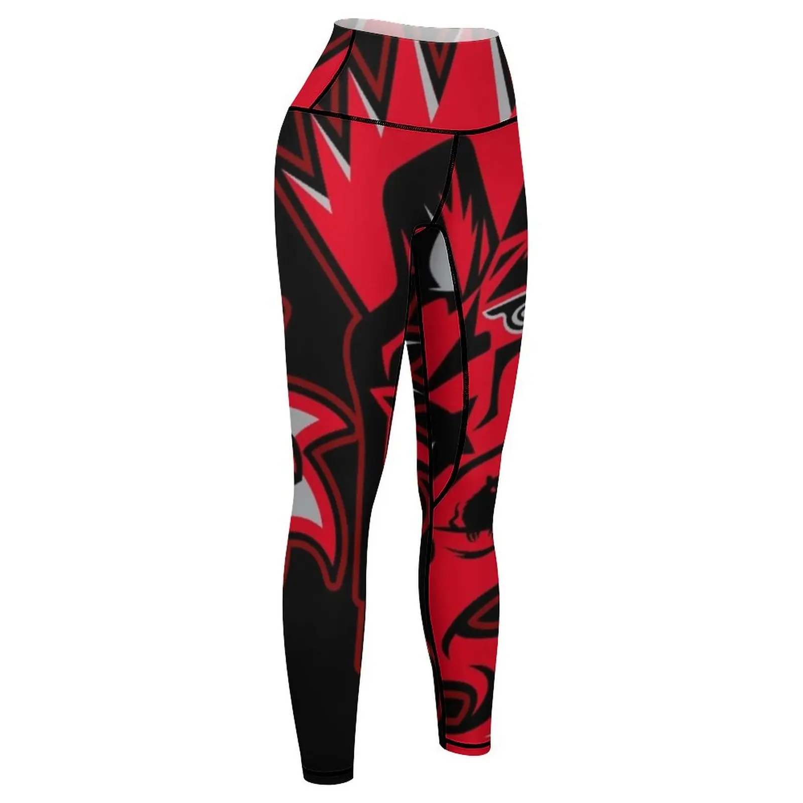 Red Evil Clown Writing Leggings Esportivas para Mulheres, Horror Character Sports Leggings para Feminino