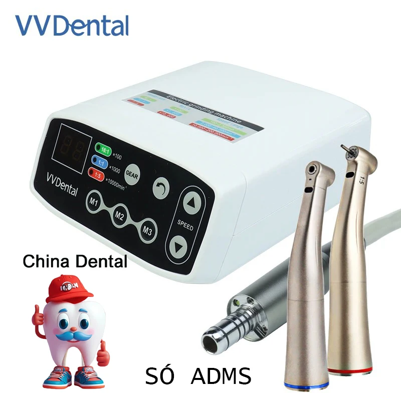 

VVDental Electric Motor with 1:1and1:5 Light Contra Angle Motor Sanding Machine Dental Handpiece China 1set