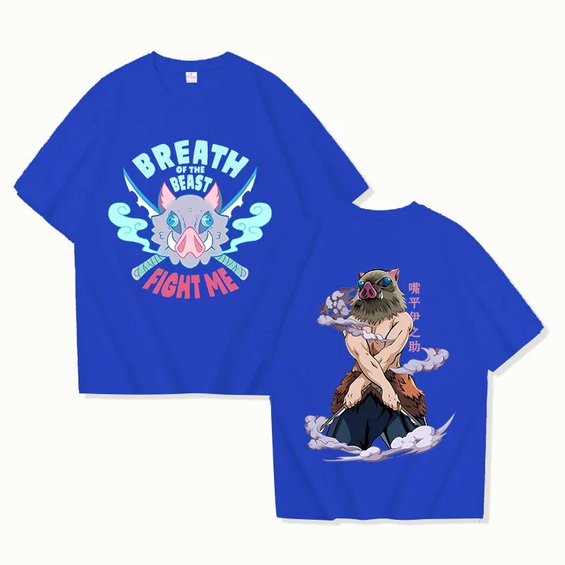 Nowe Anime T-Shirt z nadrukiem Hashibira z Inosuke kobiety mężczyźni z krótkim rękawem koszulki letnie modne Anime luźne luźna koszulka