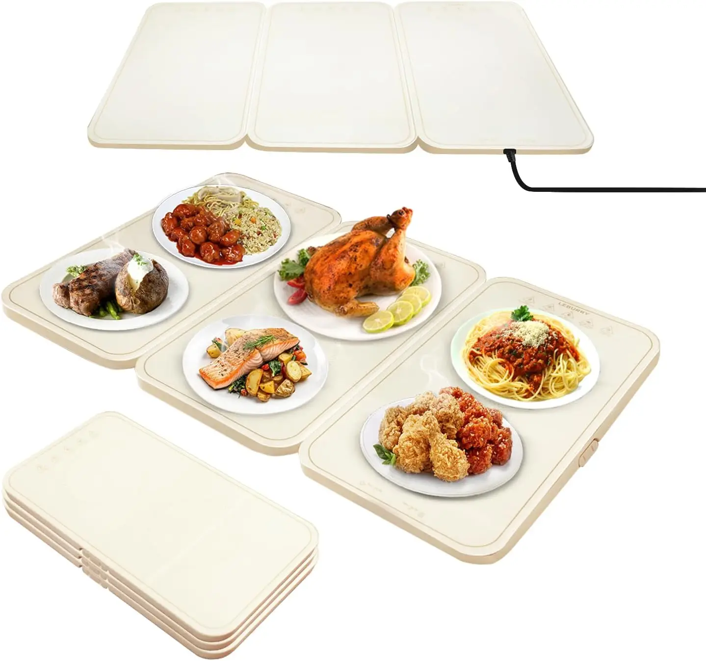 

Electric Warming Tray - Portable Warming Plate with Timer, Heating and Child Locks Control Feature - Electric Heating Pad for