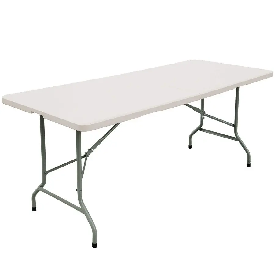 6ft Table, Folding Utility Table, FoldinHalf Portable Plastic Picnic Party Dining Camp Table White