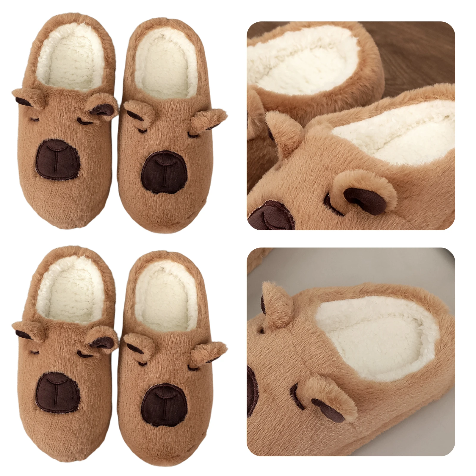 

Capybara Comfortable Furry Slippers Anti Slip Fluffy Home Slippers Thick-Soled Warm Slip-On House Shoes Gift for Friends