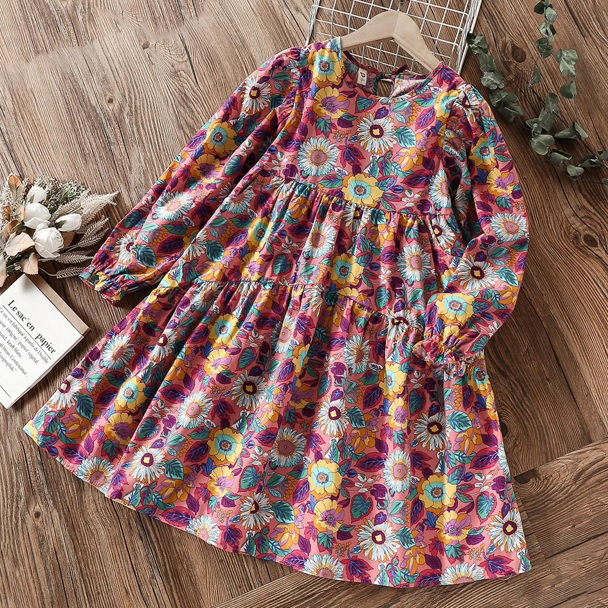 Kids Dresses for Girls Clothes for Teenagers Floral Cotton Long Sleeve Spring Autumn Children Baby Costumes 6 8 9 10 11 12 Years