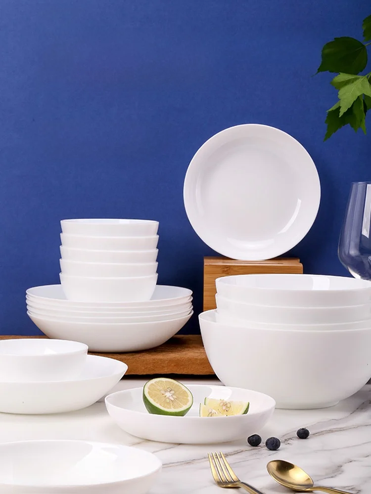 

Luminarc Food ade Tempered Glass Plate Diwaer Se White Dinnerware Set round ape 8 Inch Adult Size Two Pieces