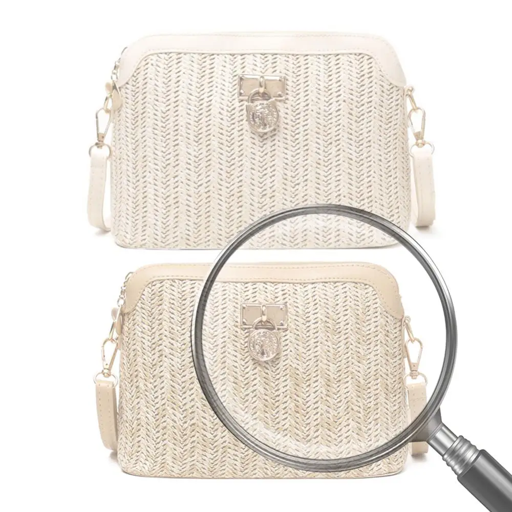 

Straw Woven Messenger Bag Casual Shell Summer Beach Women Crossbody Handbags